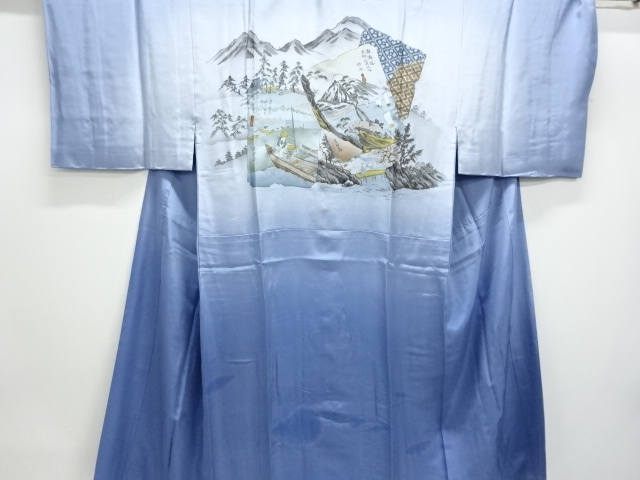 JAPANESE KIMONO / ANTIQUE MENS JUBAN / SILK / 53 STATIONS OF THE TOKAIDO